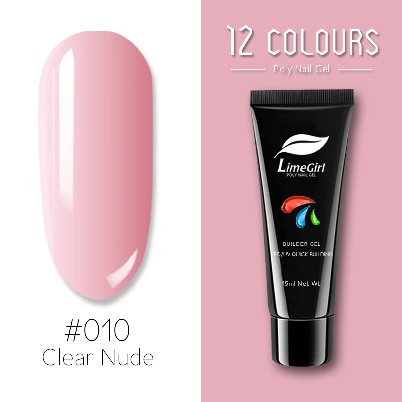 010 Limegirl, 15 г, полигель, профессиональный Гель-лак для наращивания ногтей, полигель для нейл-арта, набор полигелевых ногтей, акриловый гель, кончики для ногтей - Цвет: 010
