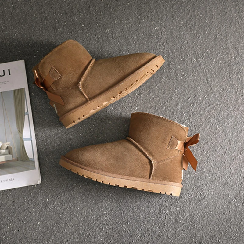 Najtaniej Prawdziwej skóry kobiet botki zimowe kobiece śniegowce kobiet buty prawdziwe futro motyl platformy buty damskie Plus rozmiar DE