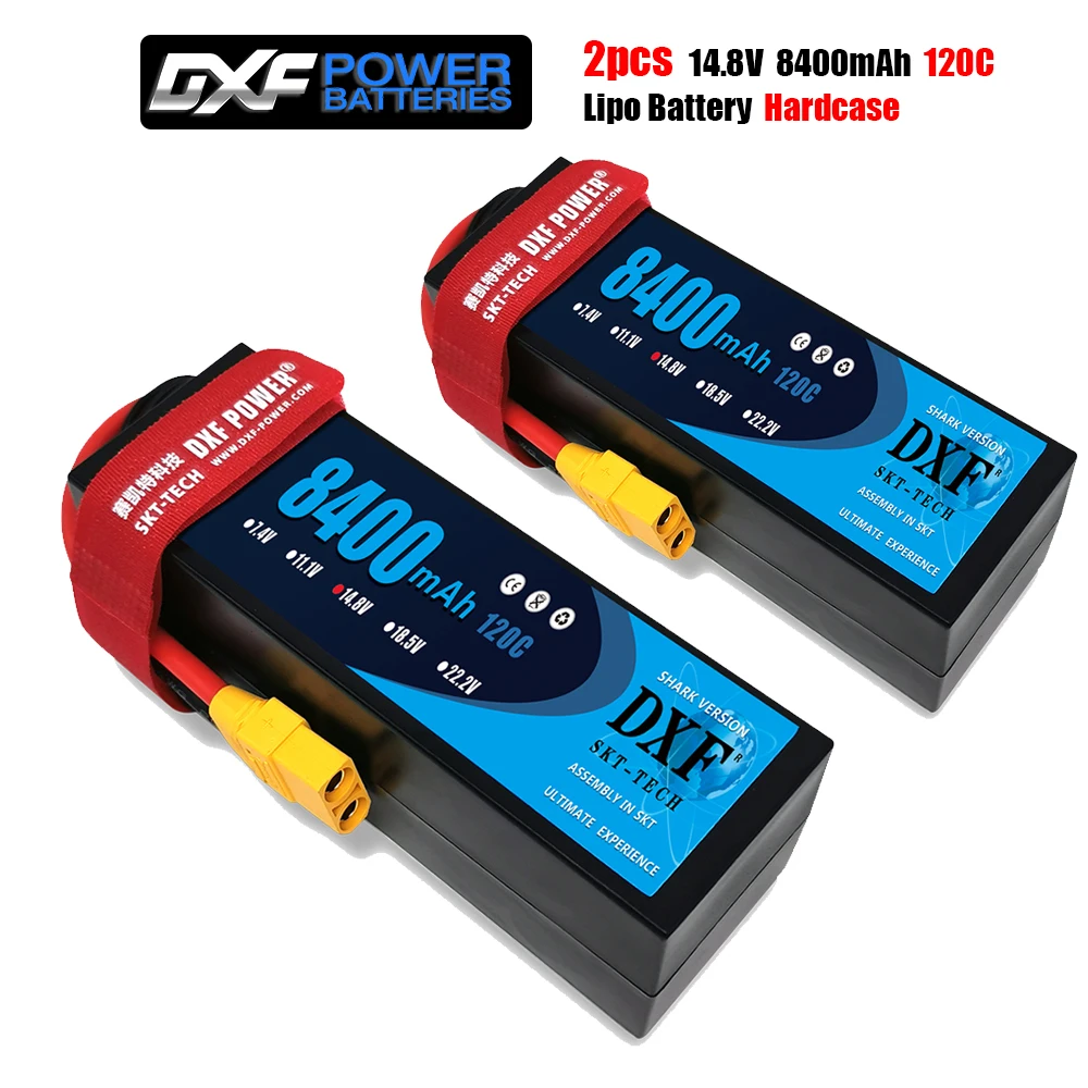 2 шт. DXF Lipo Батарея 4S 2S 14 8 V 8400mAh 7 4 8000 мА/ч 110C 120C жесткие чехлы для RC HPI HSP 1/8 1/10 багги