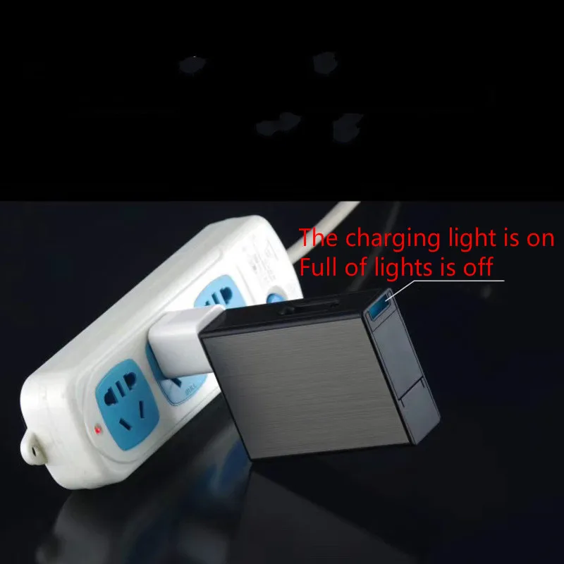 20-pack металлический портсигар USB Заряженная Электронная Зажигалка Креативный держатель портсигар индивидуальный водонепроницаемый