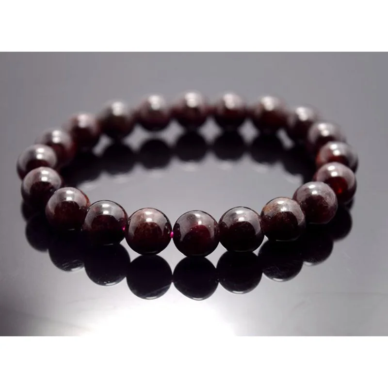 Натуральный Красный гранатовый камень бисер браслет Женский растягивающийся