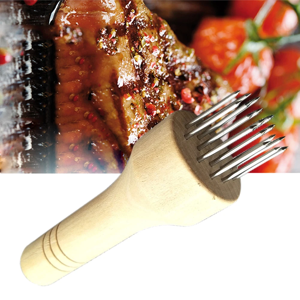 Инструменты Beaf стейк ужин Мясо Tenderizer Нескользящие pomb нержавеющая сталь иглы приготовления пищи с деревянной ручкой острые свинины кухня
