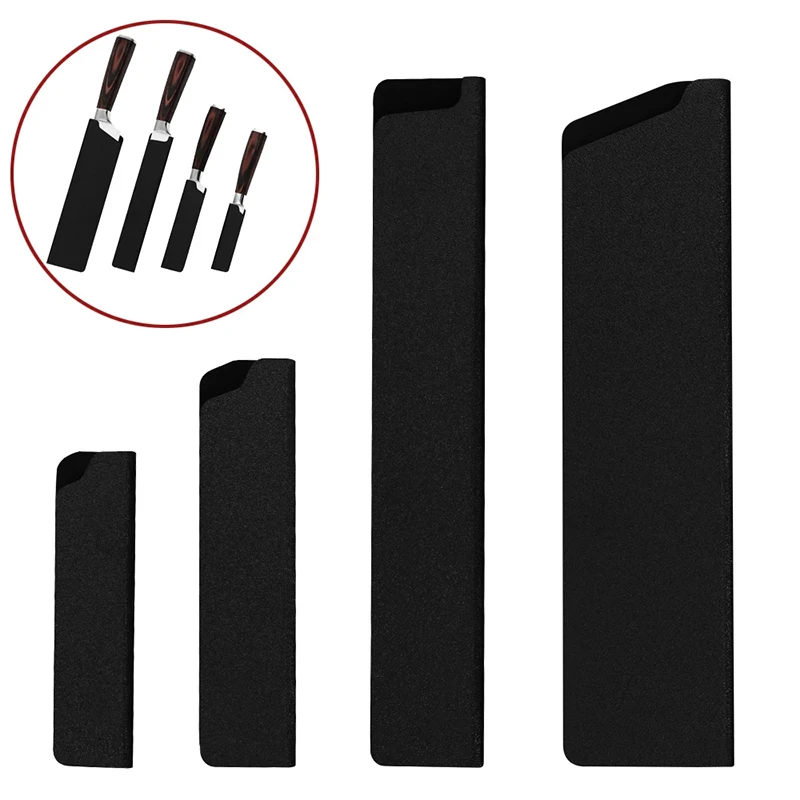 Black ABS Velvet Knife Blade Protector Set Portable Universal Knife Covers Kitchen Stand Holder