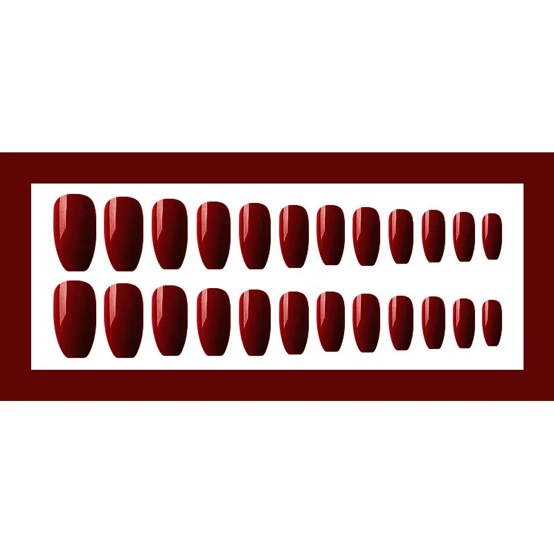 Nusx 24Pcs Good Quality Acrylic False Nail Extensions Wine Red Black Matte Easy Apply Sharp Stiletto 2