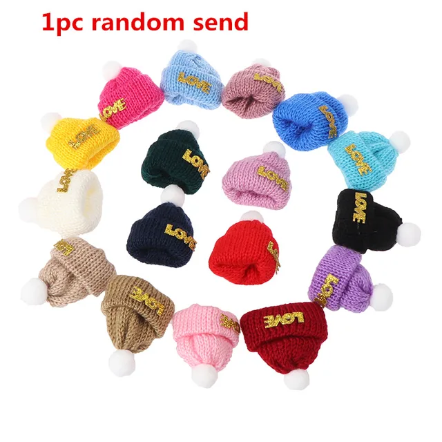 1/2/10pcs Random Knitted Hat Cute Doll Cap Fashion Colourful Headwear Accessories Mini Decorative Christmas Hat Scarf Towel One Size
