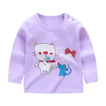 

Unisex Autumn Winter Cotton T shirt Cartoon Long Sleeve Baby Boys Girls Tees Kids Children Casual Clothing long sleeve tops