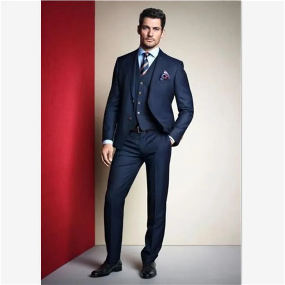 Мужской костюм Custom Slim Fit серый смокинг жениха тупым отворотом Лучший мужской костюм свадебный шафер Жених(куртка+ брюки+ жилет