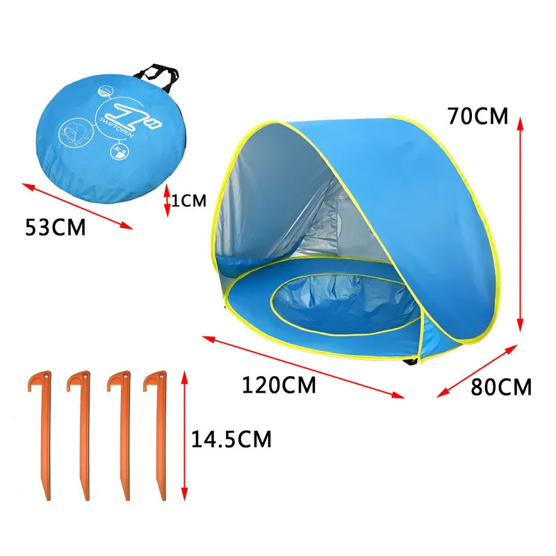 Детский пляжный тент защита открытый тент водонепроницаемый всплывающий Тент Палатка Открытый Кемпинг складной тент удобно носить с собой - Цвет: Blue