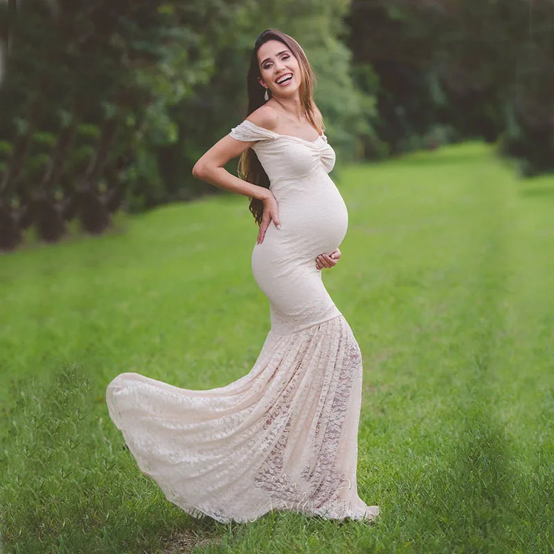 

Lace Maternity Dresses For Baby Shower Pregnant Women Maxi Gown Dress for Photo Shoot Plus Size Pregnancy Clothes Photography