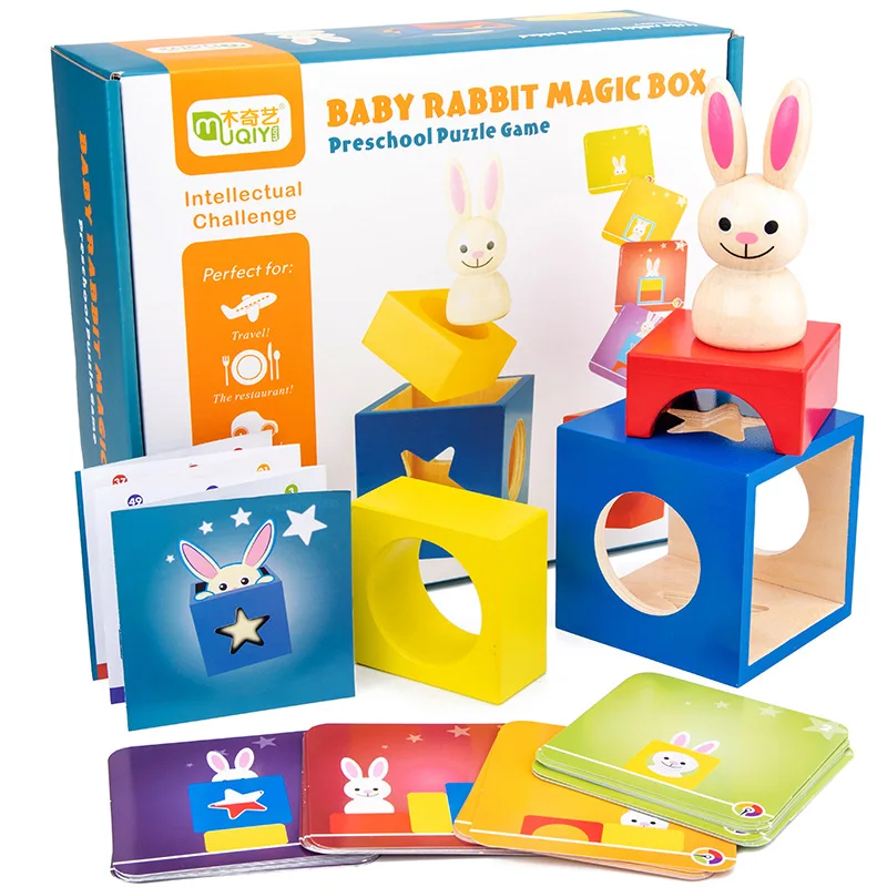 Bébé en bois Puzzle boîtes lapin boîte magique jouets pour enfants assemblage blocs de construction éducatifs cadeaux d'anniversaire expédition de RUS