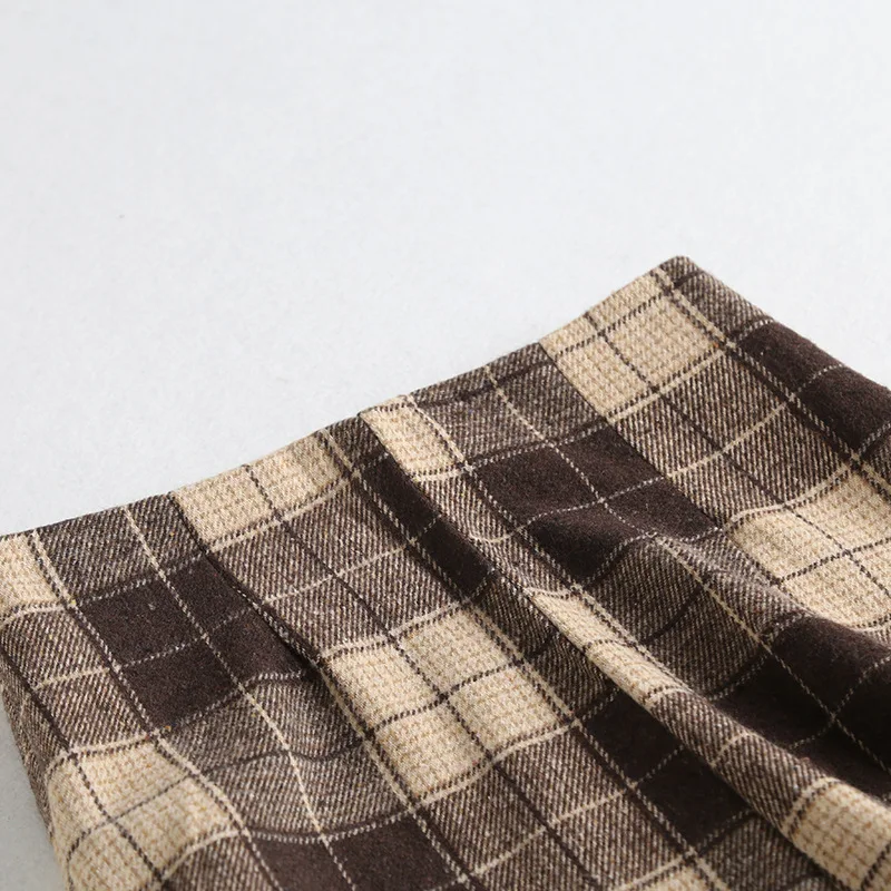 Vintage Women Midi Skirt Bohemian Autumn Irregular Female High Waist Casual Streetwear Ladies Skirt Plaid Moda Mujer Elegant