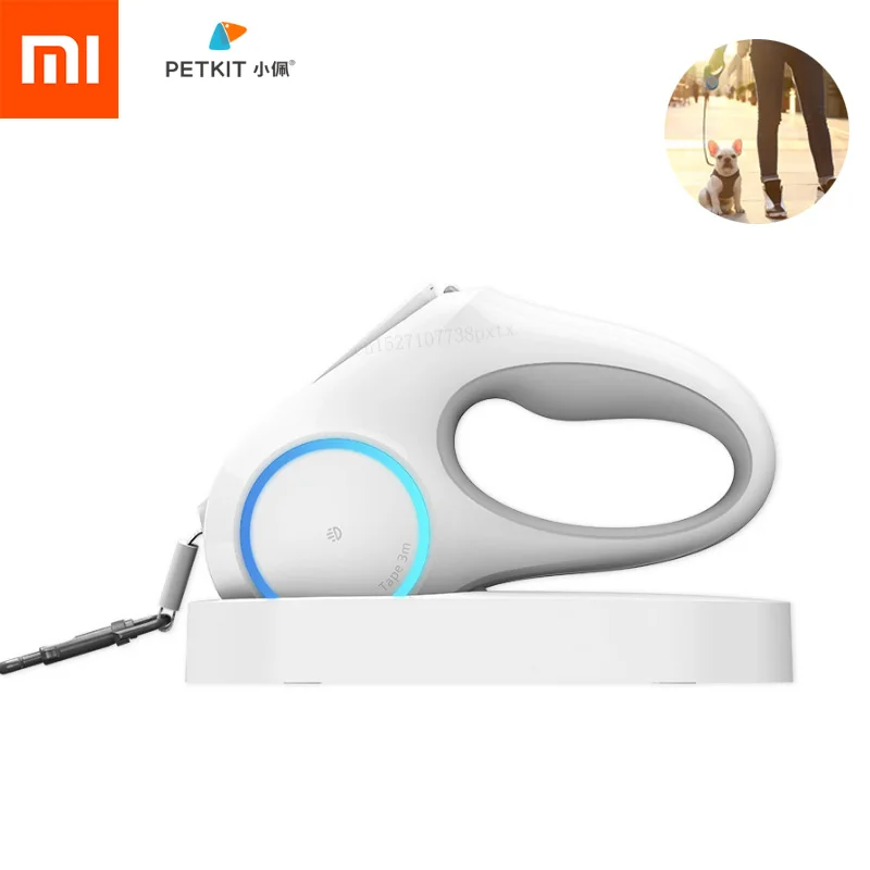 Xiaomi PETKIT Выдвижной Поводок для домашних животных поводок для собак Тяговый канат гибкое кольцо форма 2,6 м с перезаряжаемым светодиодный ночник - Цвет: Белый