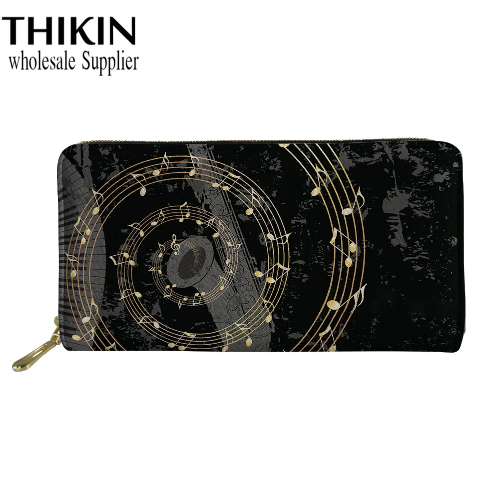 THIKIN Guitar Note, женский кожаный кошелек, женский длинный клатч, кошелек, Дамская мода, держатель для карт, для девушек, для телефона, для денег, на заказ