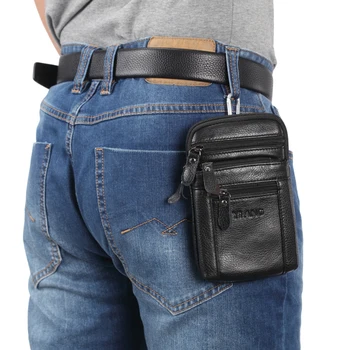 

Genuine Leather Men's Belt Bags Waist Fanny Pack For Men Male Small Shoulder Bags 7 inch Mobile Phone Pocket Money Pouch Travel
