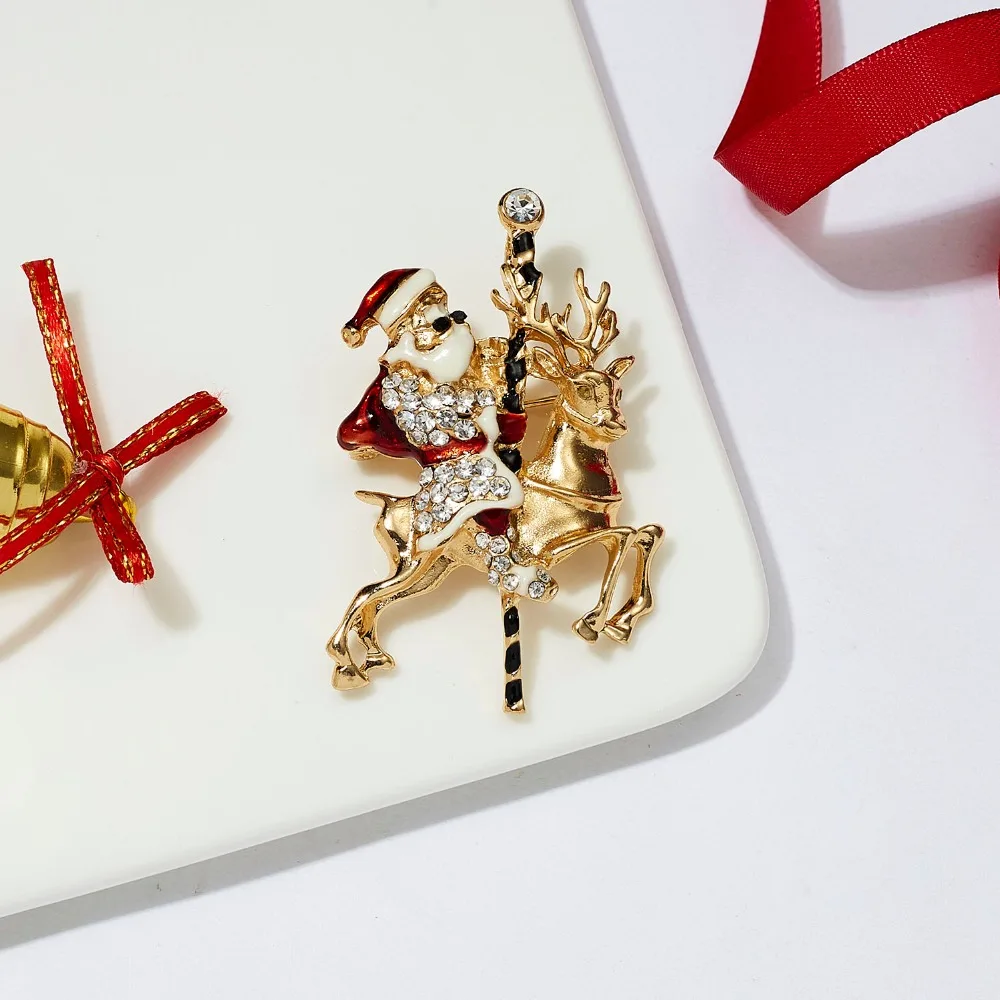 Merry Christmas броши на булавке милый Санта Клаус шляпа прекрасный Лось подарок эмаль значок брошь год Рождество Санта Клаус брошь с животными