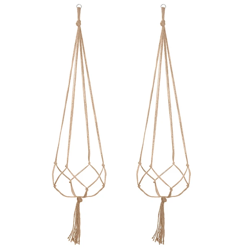 Hot 4 Pcs Plant Hanger Jute Pot Holder Indoor Hemp Rope Hanging Planter Crafts D6