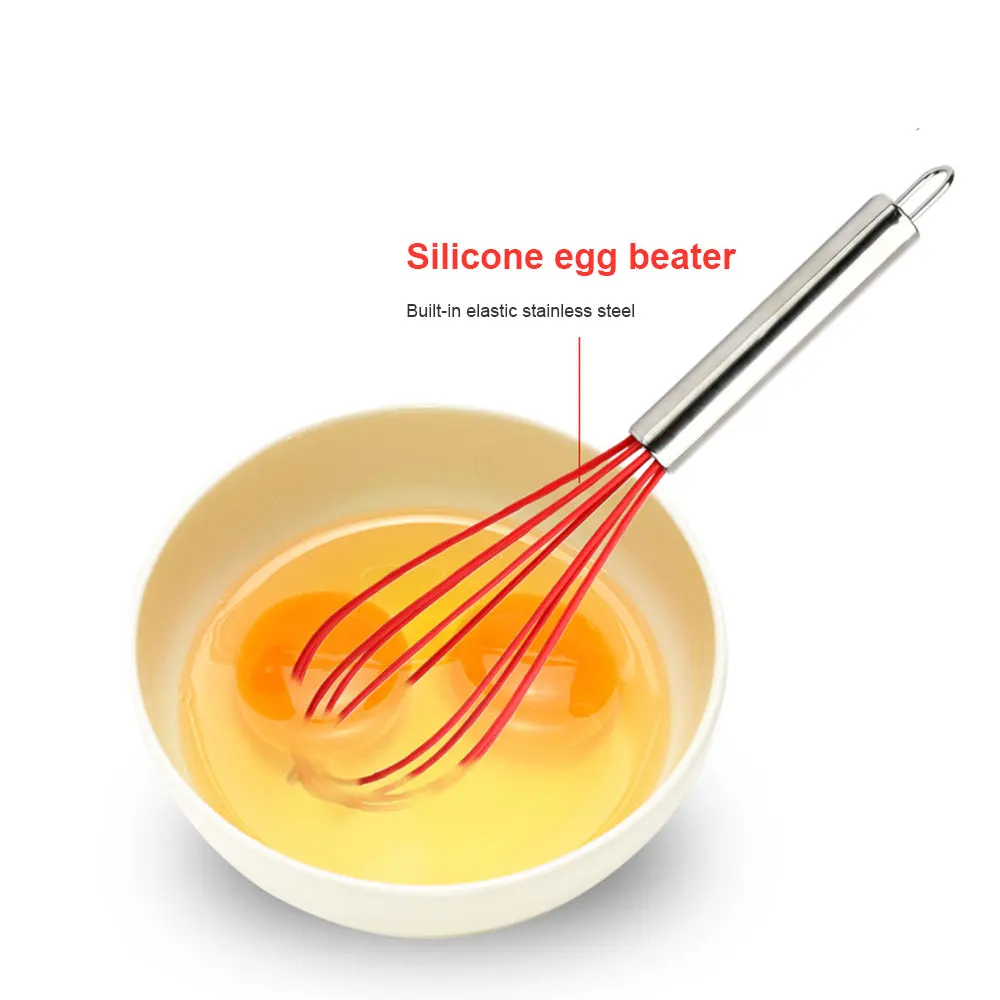 Практичный венчик для яиц, красный, черный цвет, многофункциональные инструменты для приготовления пищи, ложка, ковш, кухонная посуда, антипригарная сковорода