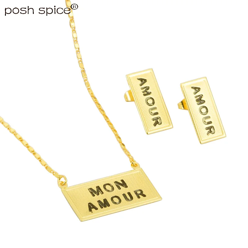 

Franch Mon Amour Dubai Jewelry sets Gold Color square Jewelry sets Daring Necklace/Earrings for Women Arab/Africa Birthday Gift