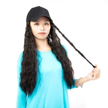 Модная женская черная шляпа, сшитая длинные кукурузные волосы, маленький волнистый парик, регулируемая бейсболка, вечерние подиумные платья