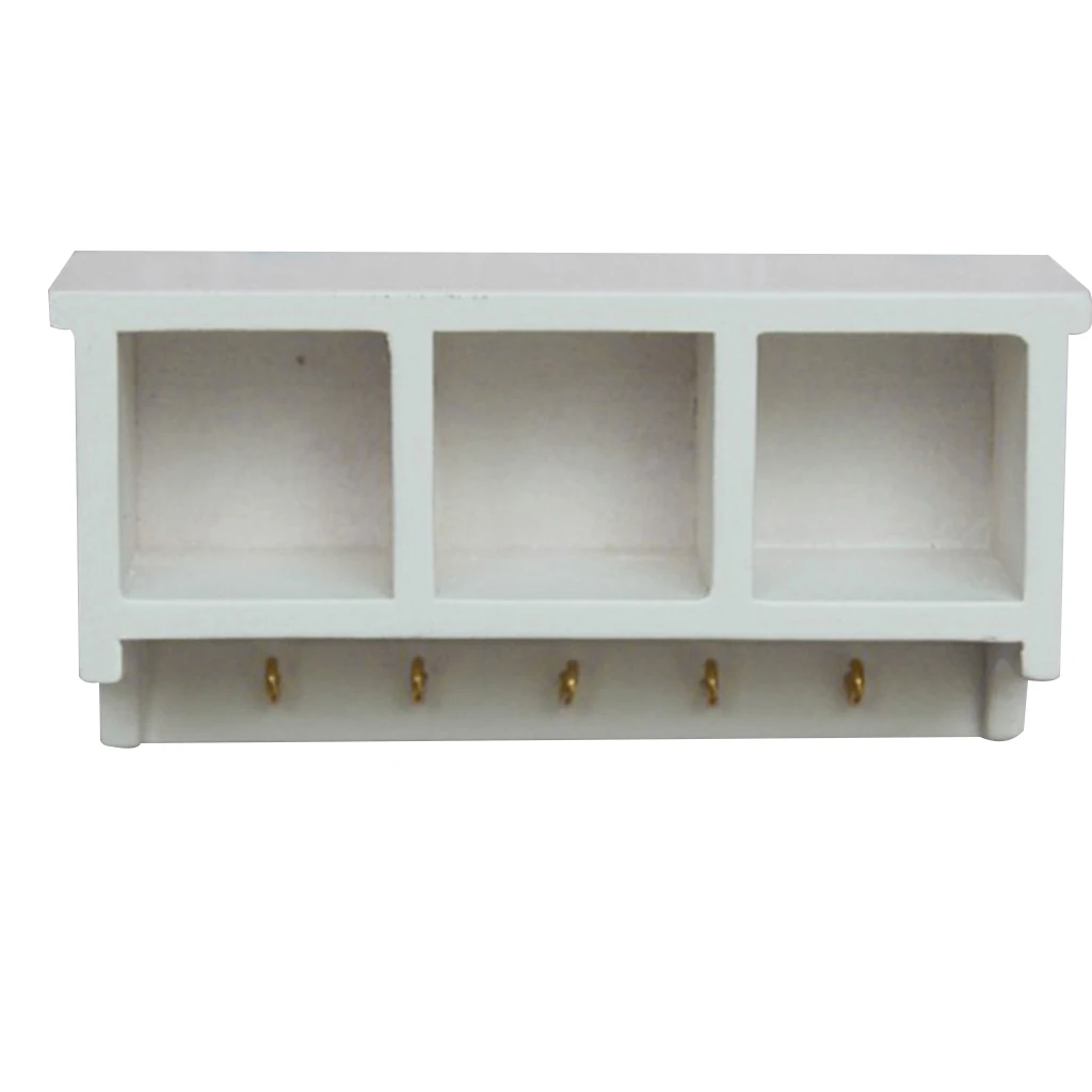 White Mini Kitchen Wood Wall Rack W/ Hooks For 1:12 Dollhouse Quality Birch NEW