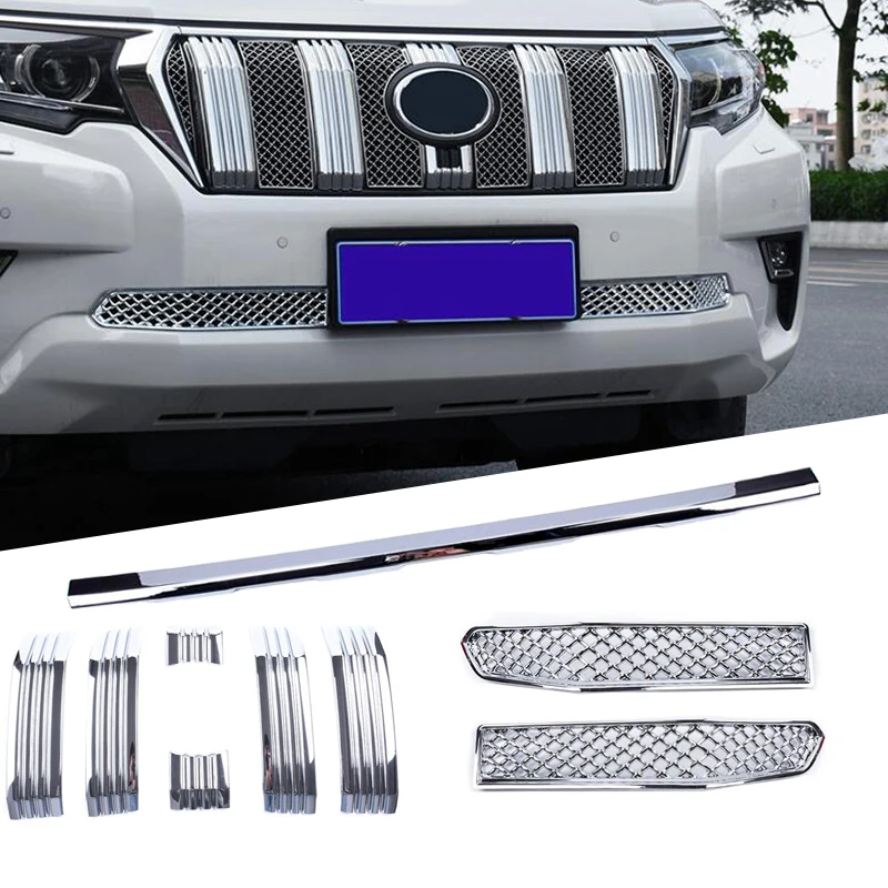 ABS Chrome Exterior Accessories Front Grille Cover Trims For Toyota ...