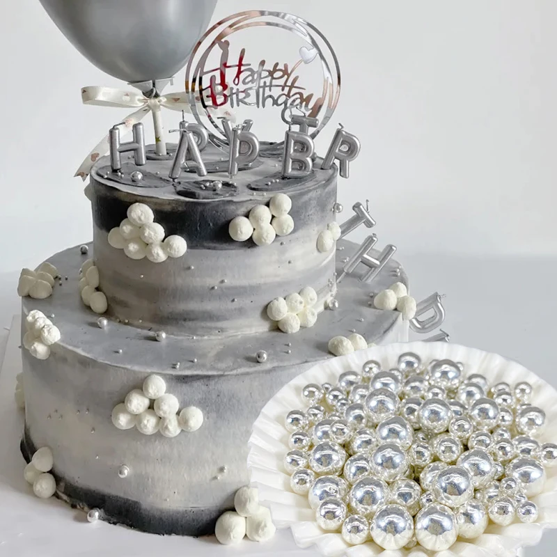 Edible White Beads Pearl Sugar Ball Fondant DIY Cake Baking Sprinkles Sugar  Candy Ball Wedding Cake Decoration