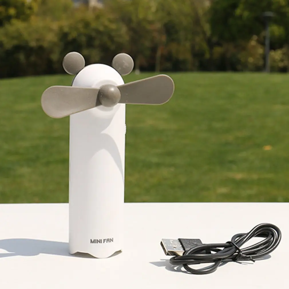 Usb Ручной маленький вентилятор мультфильм животных детей с висячим нашейный вентилятор студенческий портативный ручной заряжаемый вентилятор Прямая