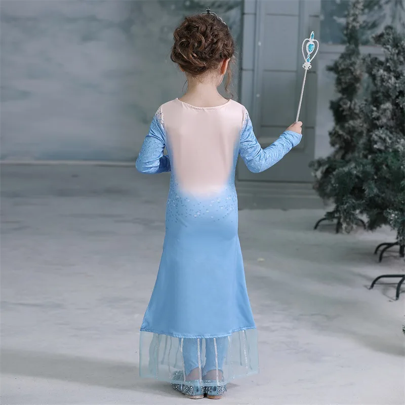 New Elsa Dress For Girls Princess Baby Girl Christmas Cosplay Costume Dress Set Anna Birthday Party Snow Queen Elza Kids Vestido