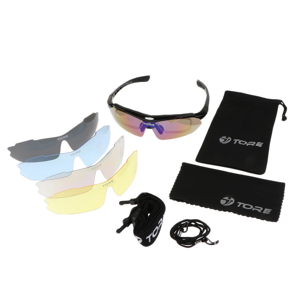 1 Set Polarized Sunglasses, 1 Eeyeglass Frame, 5 Pieces Lens, 1 Piece Glasses Cloth, 1 Piece Strap, 1 Piece Rope, 1 Piece Bag