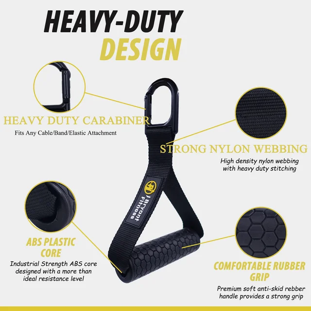 Heavy Duty Gym Handles Solid ABS Cores with Carabiner for Cable Machine Attachment Lat Pulldown Home