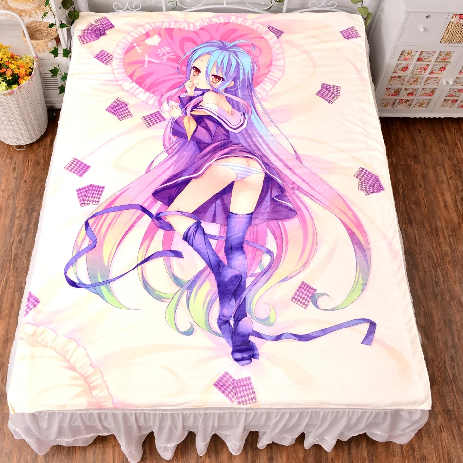 Фланелевое Одеяло с героями аниме NO GAME NO LIF Shiro Nougeemu Nouraifu, простыни на кровать 150 см x 200 см