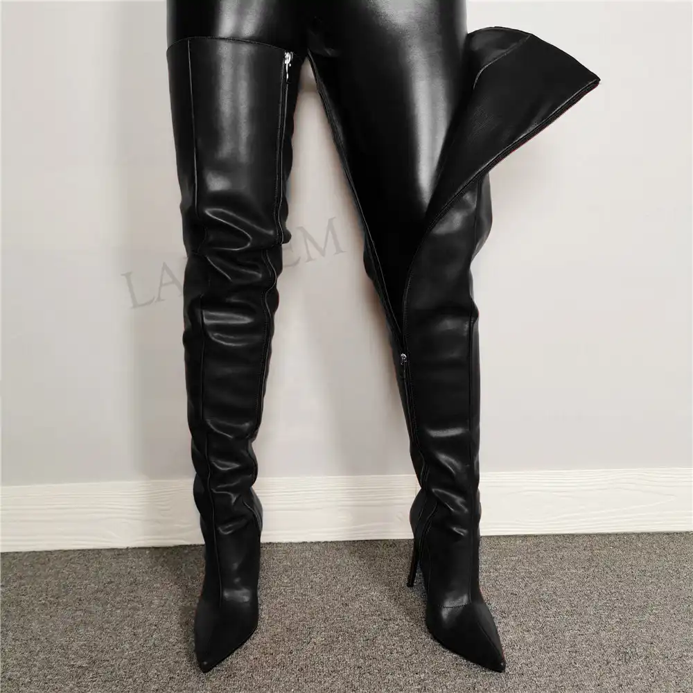 leather crotch boots