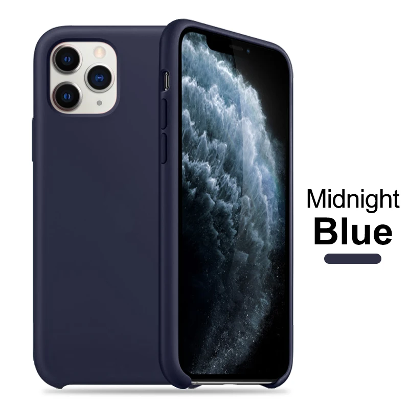 Жидкий силиконовый чехол для телефона для Apple iphone 11 Pro X XS Чехлы для MAX Xr для iphone 11 7 6 8 Plus Xr X с логотипом задняя крышка - Цвет: Midnight Blue