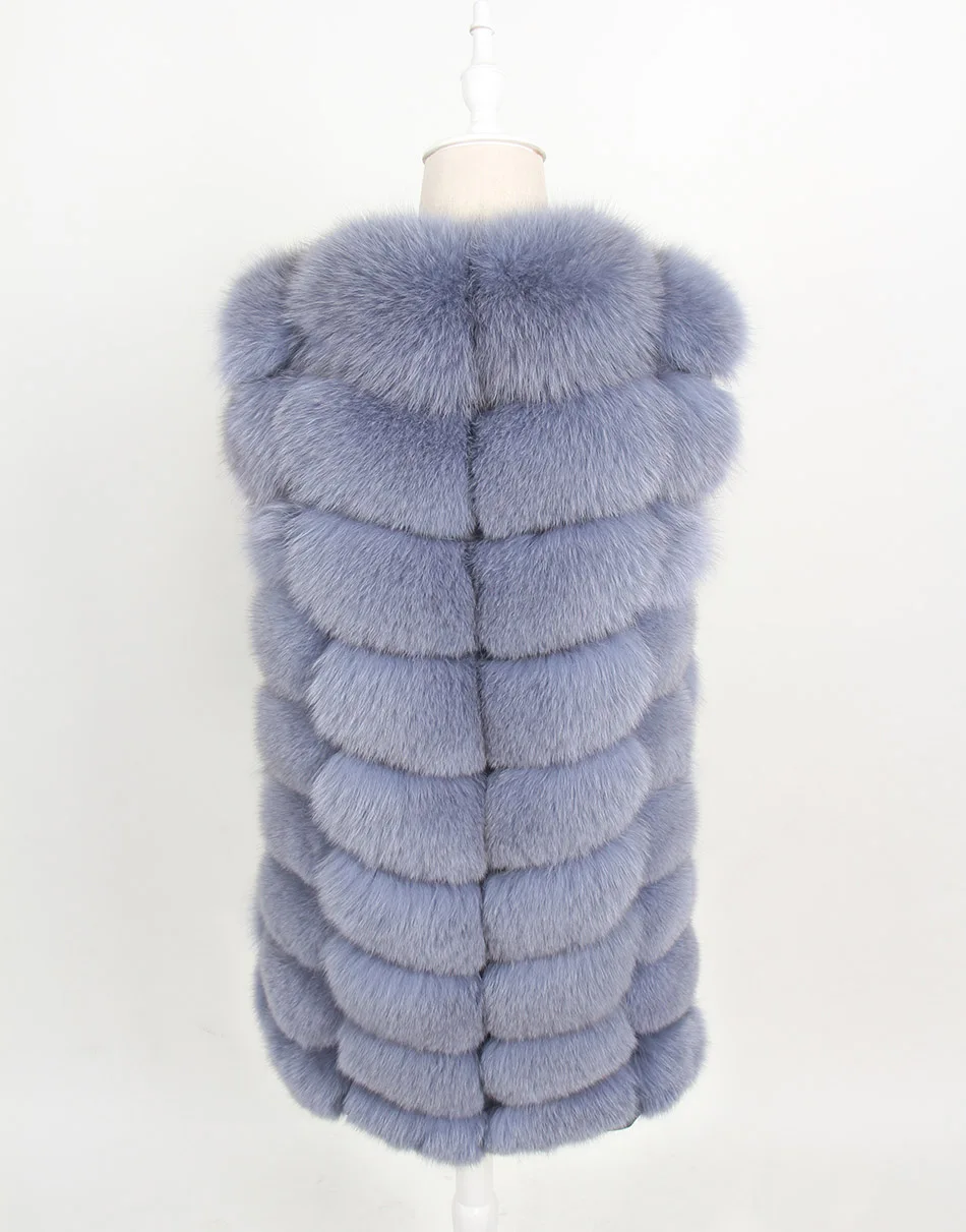 Maomaokong настоящий натуральный Лисий Мех 70 см длинный натуральный Лисий мех жилет 90 см модное меховое пальто без рукавов теплое женское тонкое пальто парка