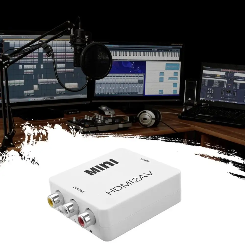 HDMI К AV Scaler адаптер HD видео композитный конвертер коробка HDMI к RCA AV/CVSB L/R видео 1080P мини HDMI2AV Поддержка NTSC PAL