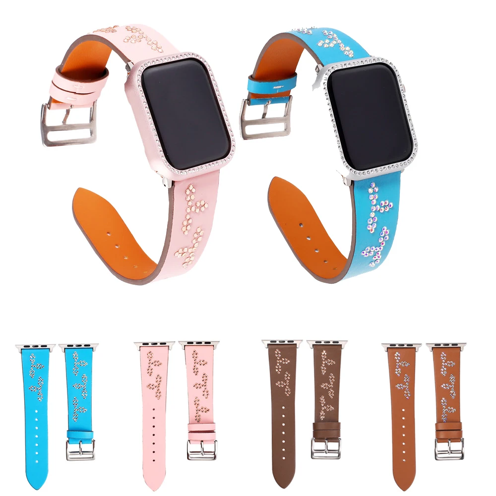 Кожаный браслет для наручных часов Apple Watch версии 44/40/38/42 мм Дамская Мода ремень +
