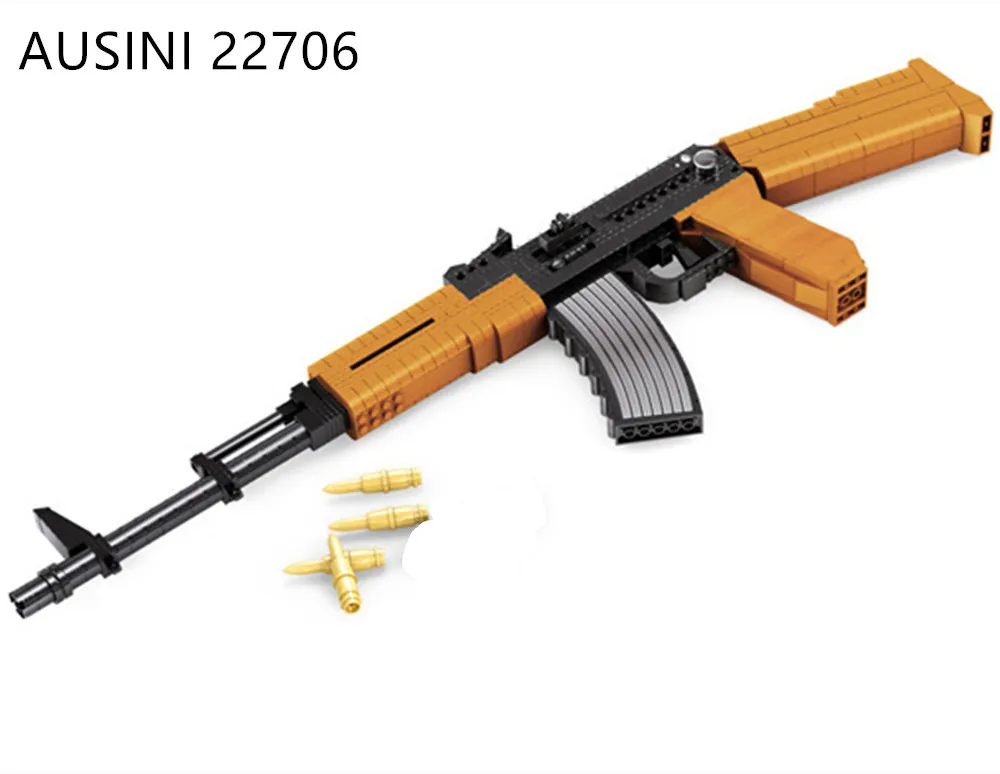 

AUSINI 22706 Military Firearms Model Building Blocks Super Arms AK47 Rifle Science Assembled Building Blocks Toy