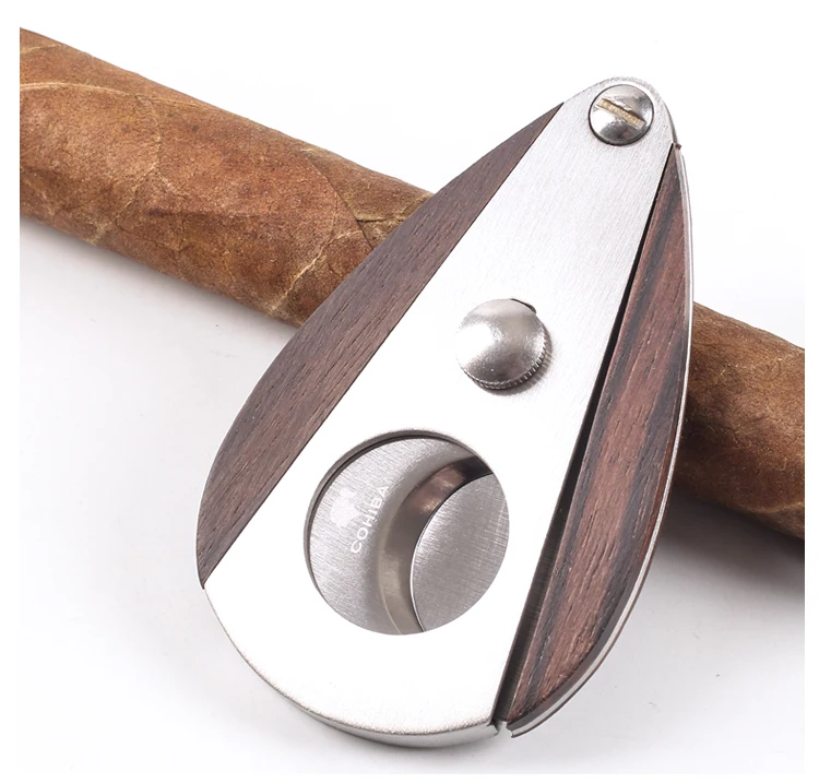 1 шт. Cohiba сигары резак сигары ножницы деревянный секторный Обрезной нержавеющая сталь лезвие аксессуары для сигар