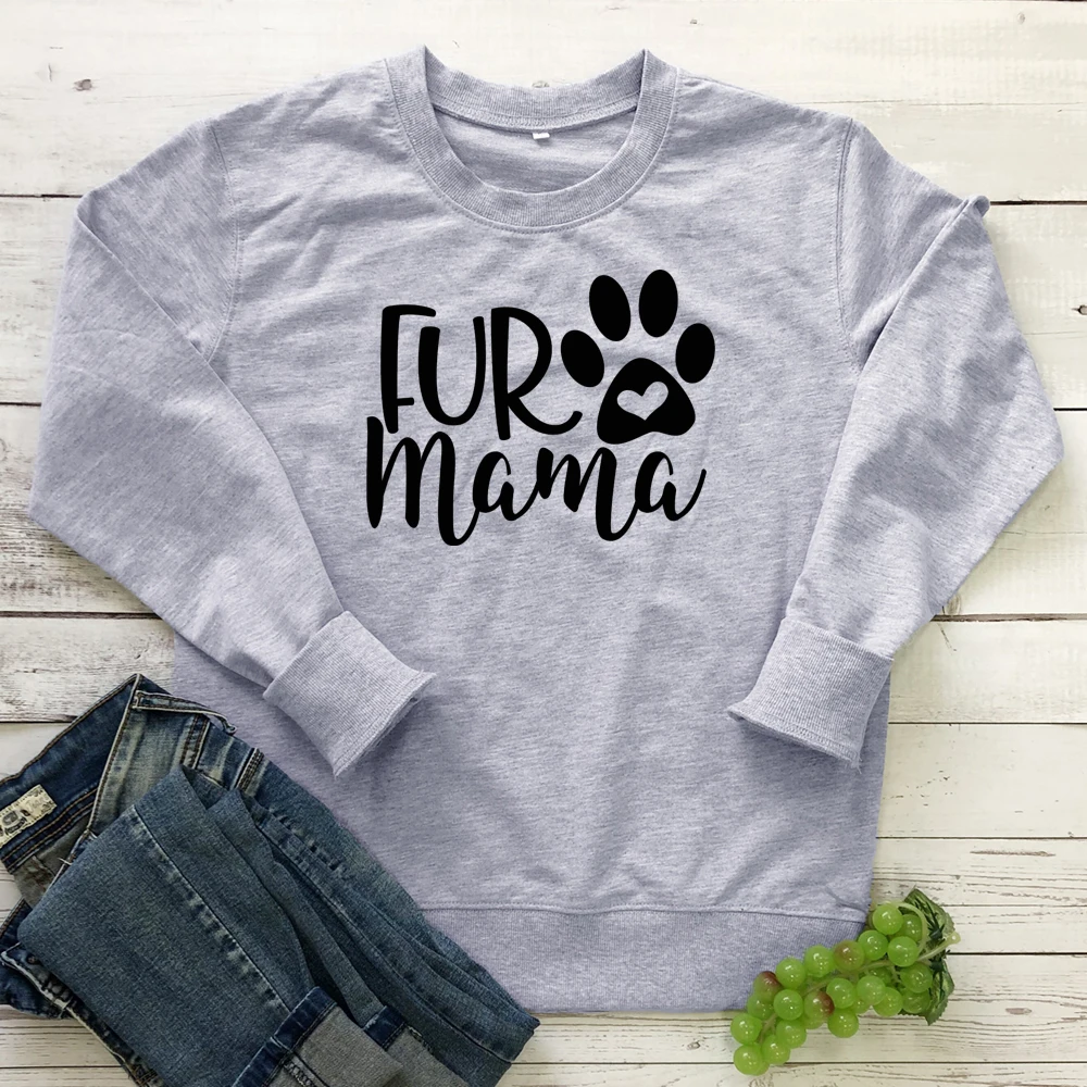Забавная меховая Толстовка Mama Paw, милые подарочные пуловеры для мамы с собачкой, женский джемпер с графическим рисунком, хлопок, свитшоты, уличная одежда, Прямая поставка