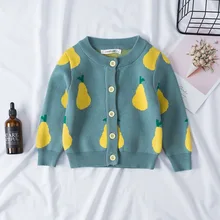 Кардиган для маленьких мальчиков и девочек; сезон осень-зима; Хлопковые вязаные свитера; детские топы с рисунком груши; теплая одежда