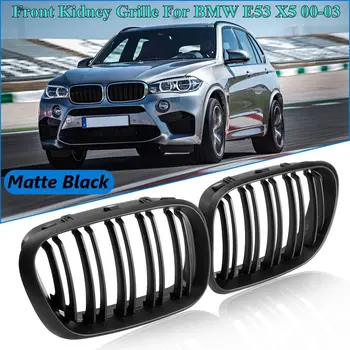

Pair Matte Black Front Kidney Grille Grills Double Slat For BMW E53 X5 2000 2001 2002 2003 Car Styling Racing Grills