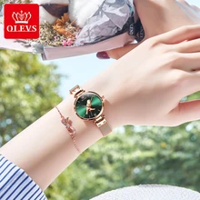 New OLEVS Waterproof Casual Fashion Ladies Watch Embossed Bird Interior Mesh Steel Belt Quartz Watch Gift Box Packaging Watches