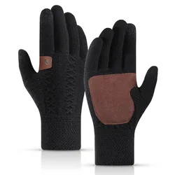 2021 New Winter Gloves For Men Knit Cashmere Warm Windproof Cold Gloves Outdoor Cycling Non-Slip Touch Screen Business Gloves
