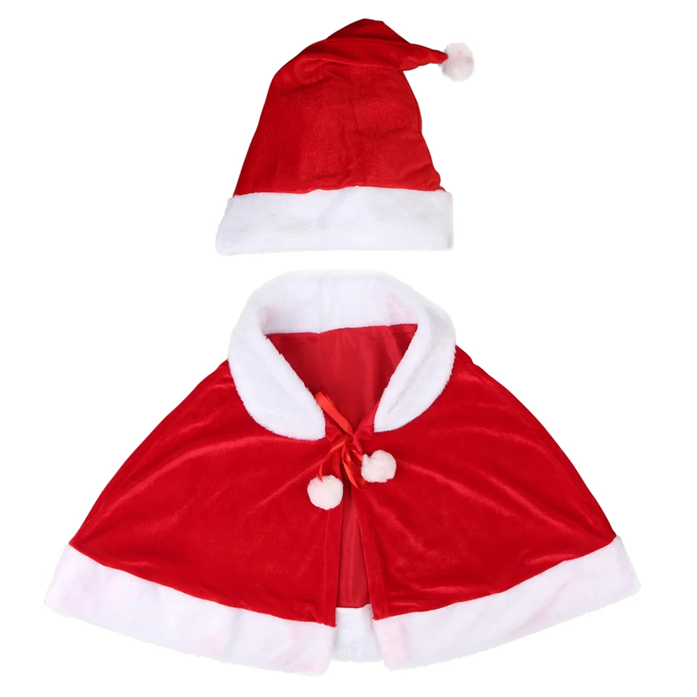 

Fashion Red Women Girl Velvet Cape Cloak Christmas Shawl Cosplay Party Dress Decoration Santa Claus Costume