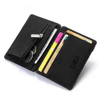 

200pcs/lot Ultra Thin Wallet Men's Small Wallet Business PU Leather Magic Wallets High Quality Coin Purse Credit Card Holder