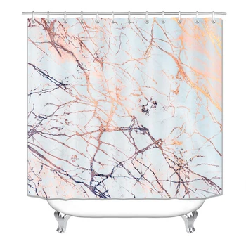 

marble Print Shower Curtain 4 Piece Carpet Cover Toilet Cover Bath Mat Pad Set Bathroom Curtain with 12 Hooks