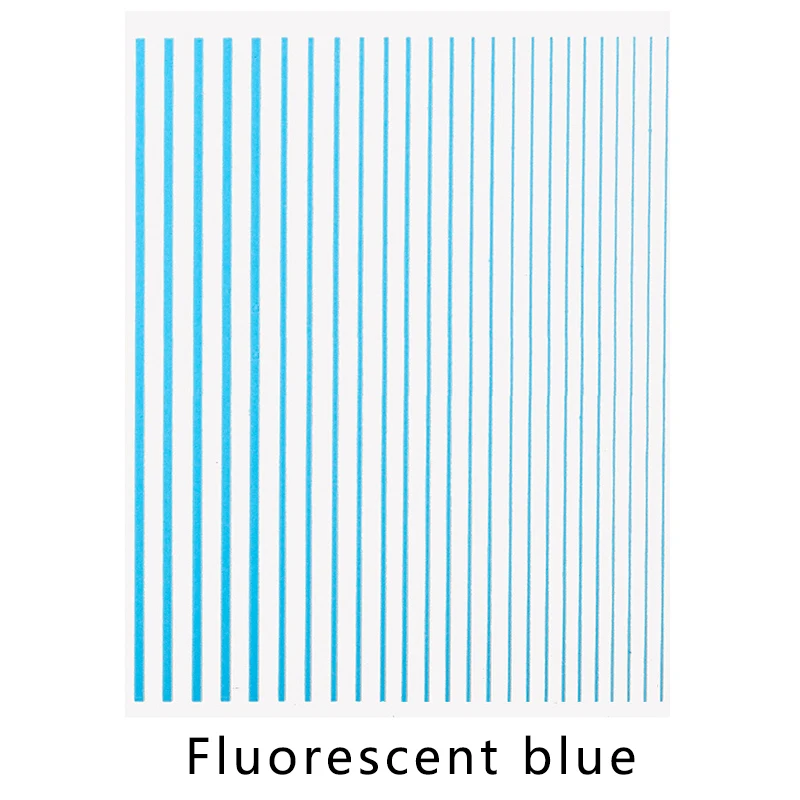 Fluorescent blue 12 цветов для дизайна ногтей, лазерные флуоресцентные металлические самоклеющиеся многолинейные ленты с узорами, наклейки на ленты, декоративные наклейки для маникюра - Цвет: Fluorescent blue