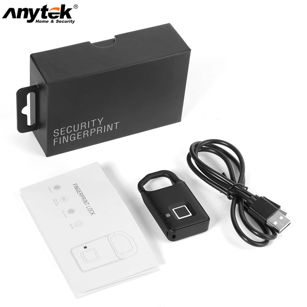 Anytek P4 замок отпечатка пальца USB Перезаряжаемый умный без ключа Противоугонный чемодан с висячим замком дверной замок охранная сигнализация безопасности