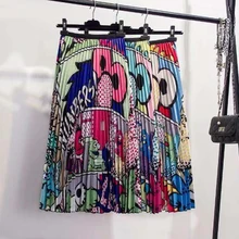 Женская летняя модная плиссированная юбка с эластичной резинкой на талии, Юбки-миди с принтом, Осенние юбки до середины икры с высокой талией, Wild Jupe Mujer