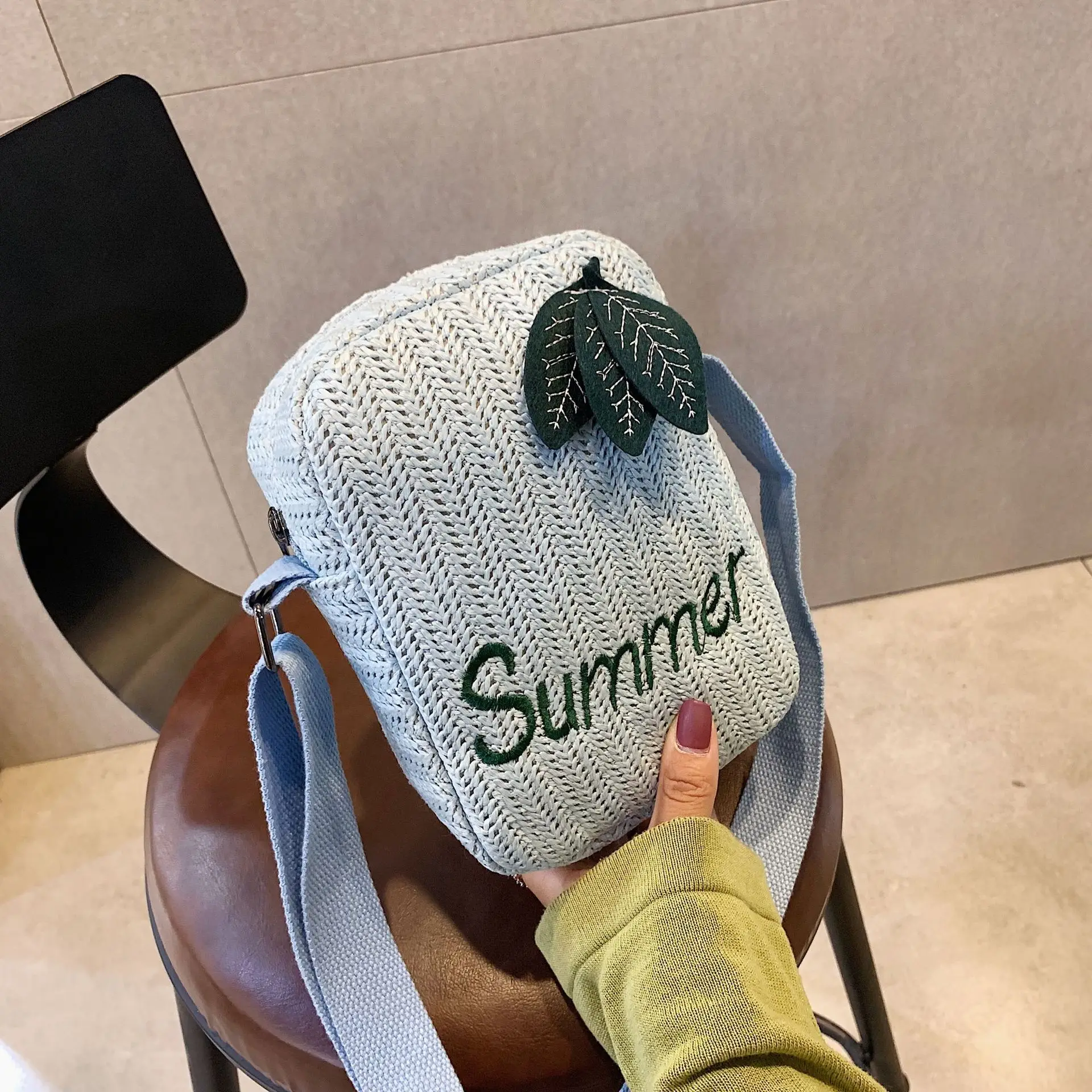 

Pull-belt Straw Leaf Bucket Bag Women's 2019 New Style Korean-style Summer Western Style Weaving Shoulder Cross-body WOMEN'S Bag